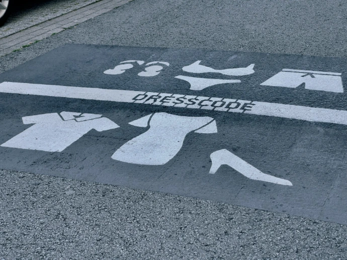 a parking space with a dress code painted on it